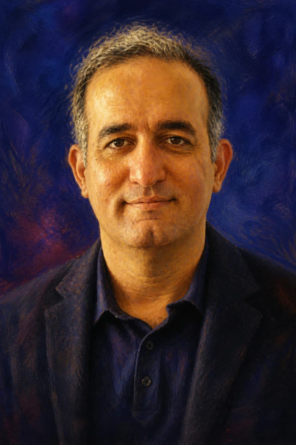Painted portrait of Abbas Ghanbari, English instructor