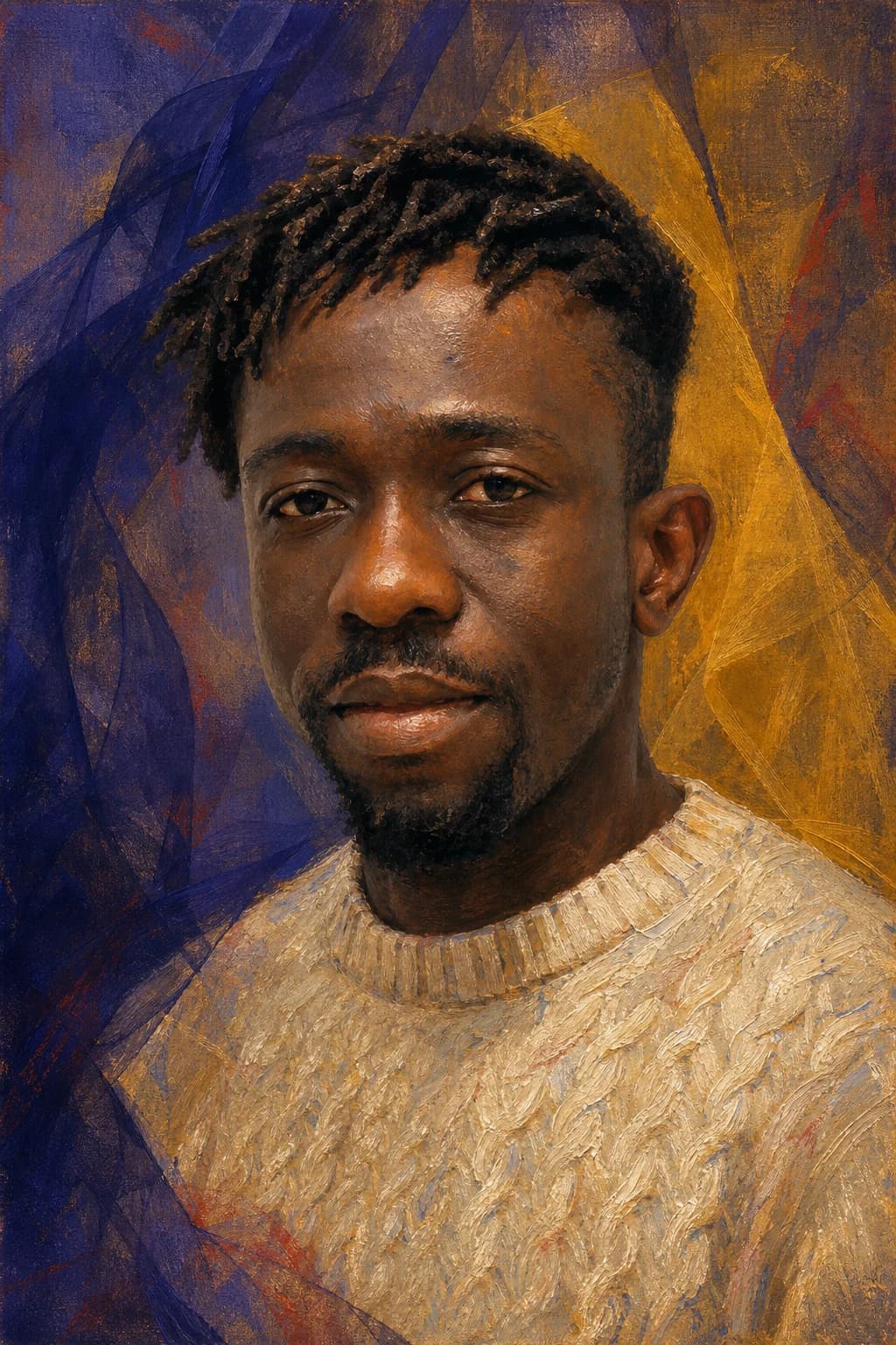 Painted portrait of Hénoc Guei, French instructor