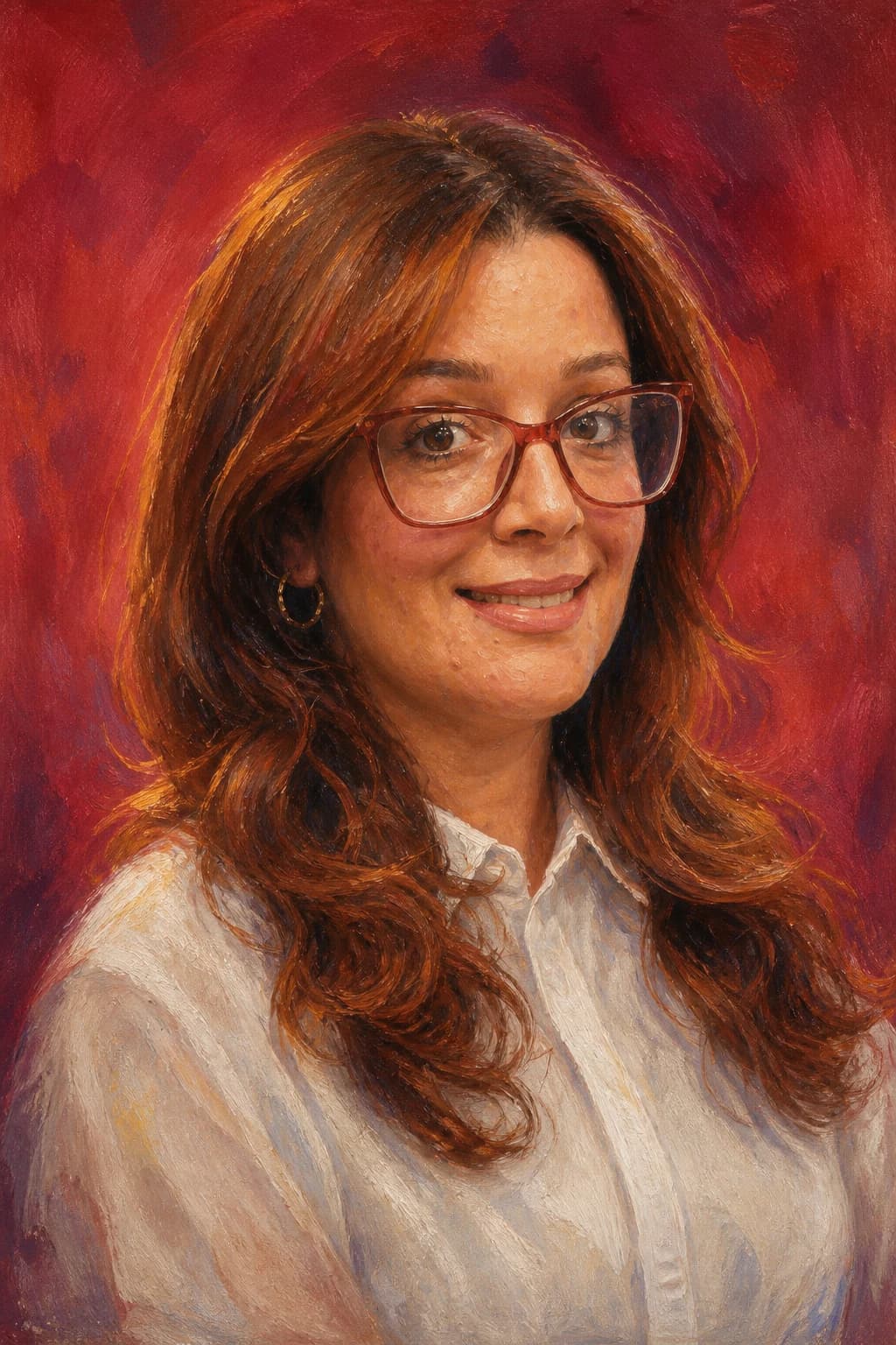 Painted portrait of Meriam Arous, French instructor