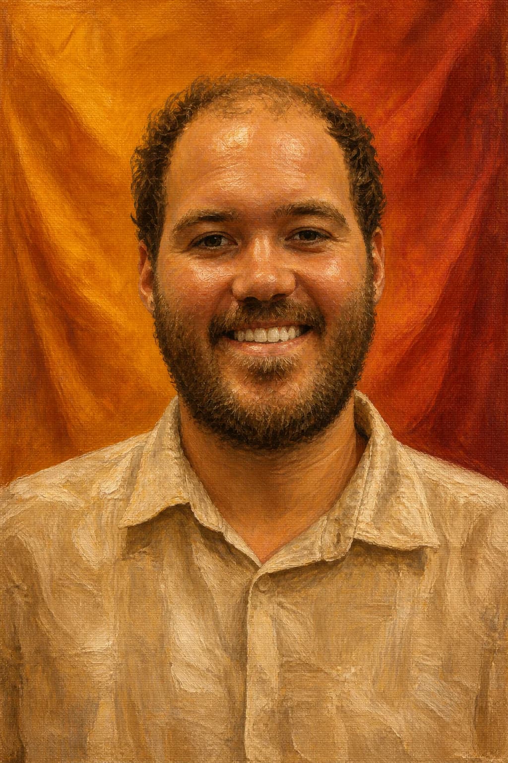 Painted portrait of Simon Robin, French instructor